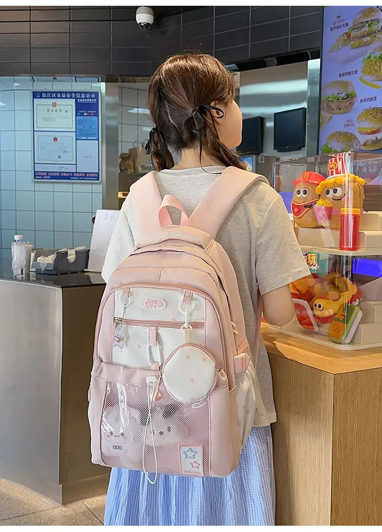 Cute Pink Schoolbag for Girls Large Capacity Single Shoulder — feature 10
