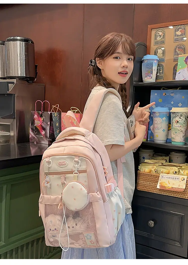 Cute Pink Schoolbag for Girls Large Capacity Single Shoulder — feature 11
