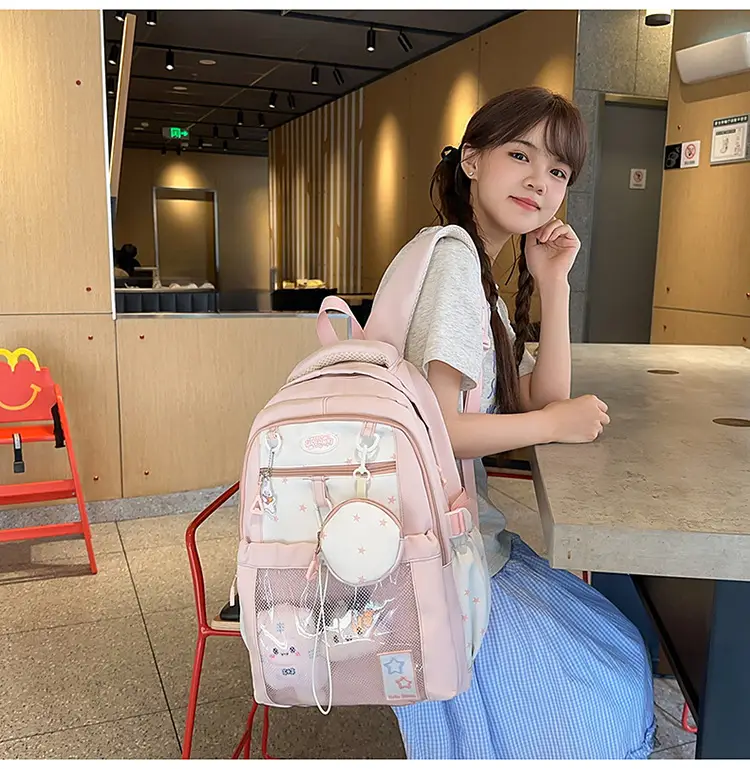 Cute Pink Schoolbag for Girls Large Capacity Single Shoulder — feature 12