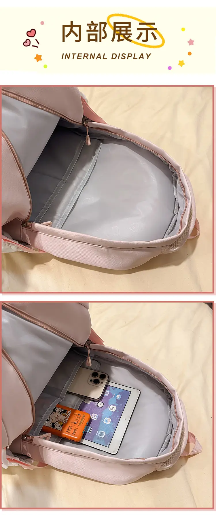 Cute Pink Schoolbag for Girls Large Capacity Single Shoulder — feature 49
