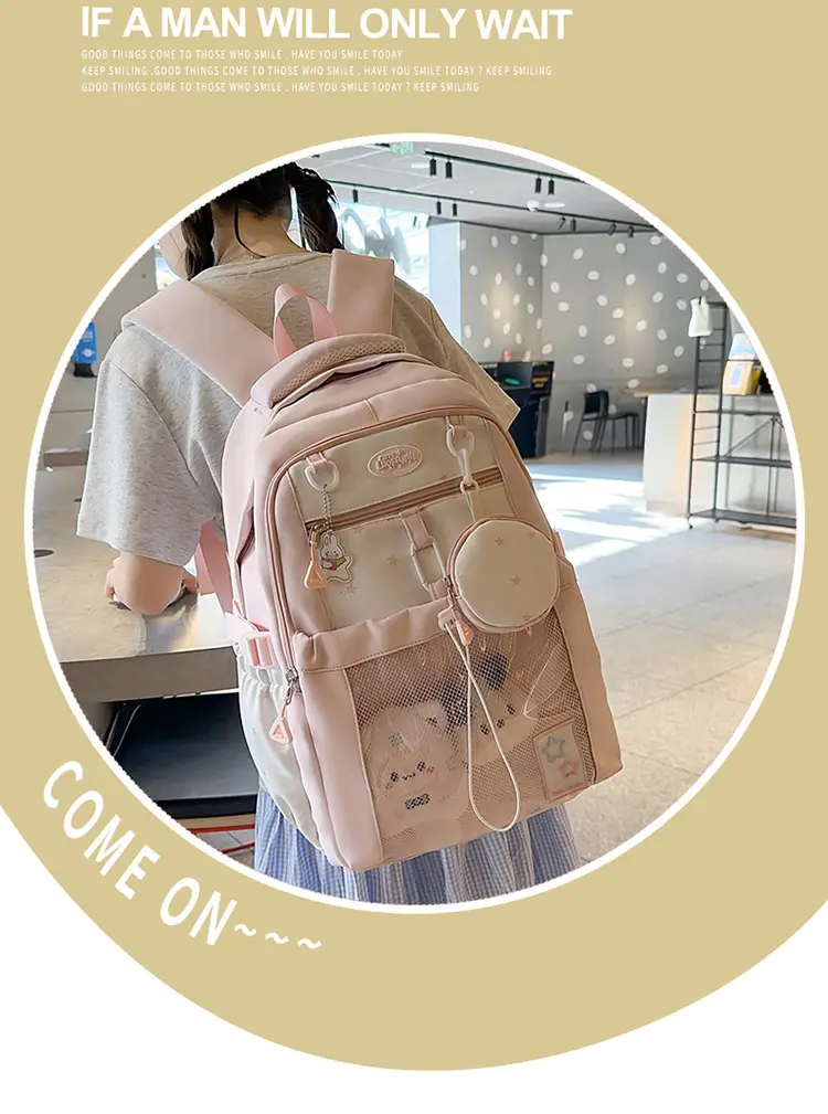 Cute Pink Schoolbag for Girls Large Capacity Single Shoulder — feature 6