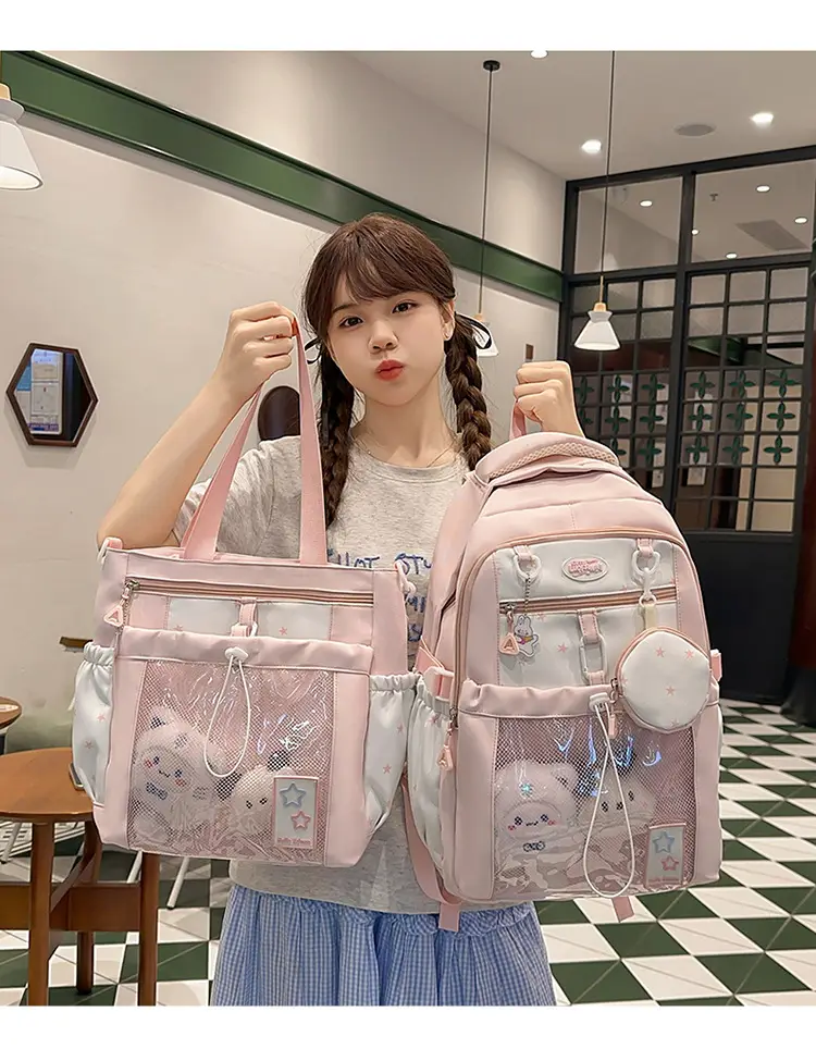 Cute Pink Schoolbag for Girls Large Capacity Single Shoulder — feature 7