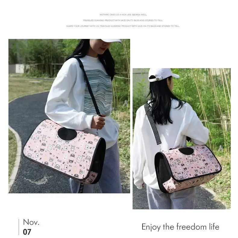 Foldable Pet Outing Bag with Cat Print Colors — feature 17