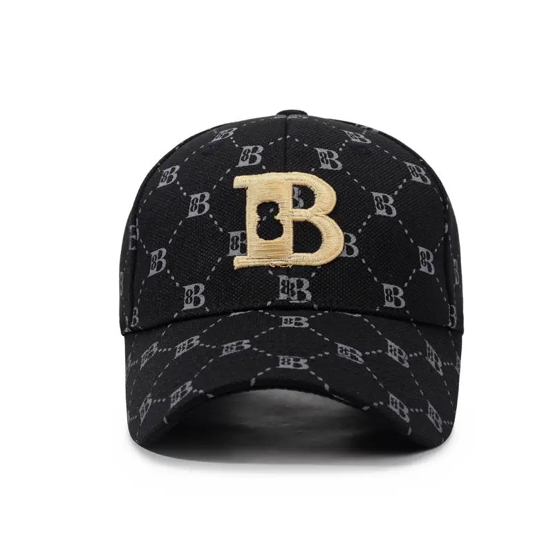New Letter Embroidered Hard-Top Baseball Cap Black - Image 7