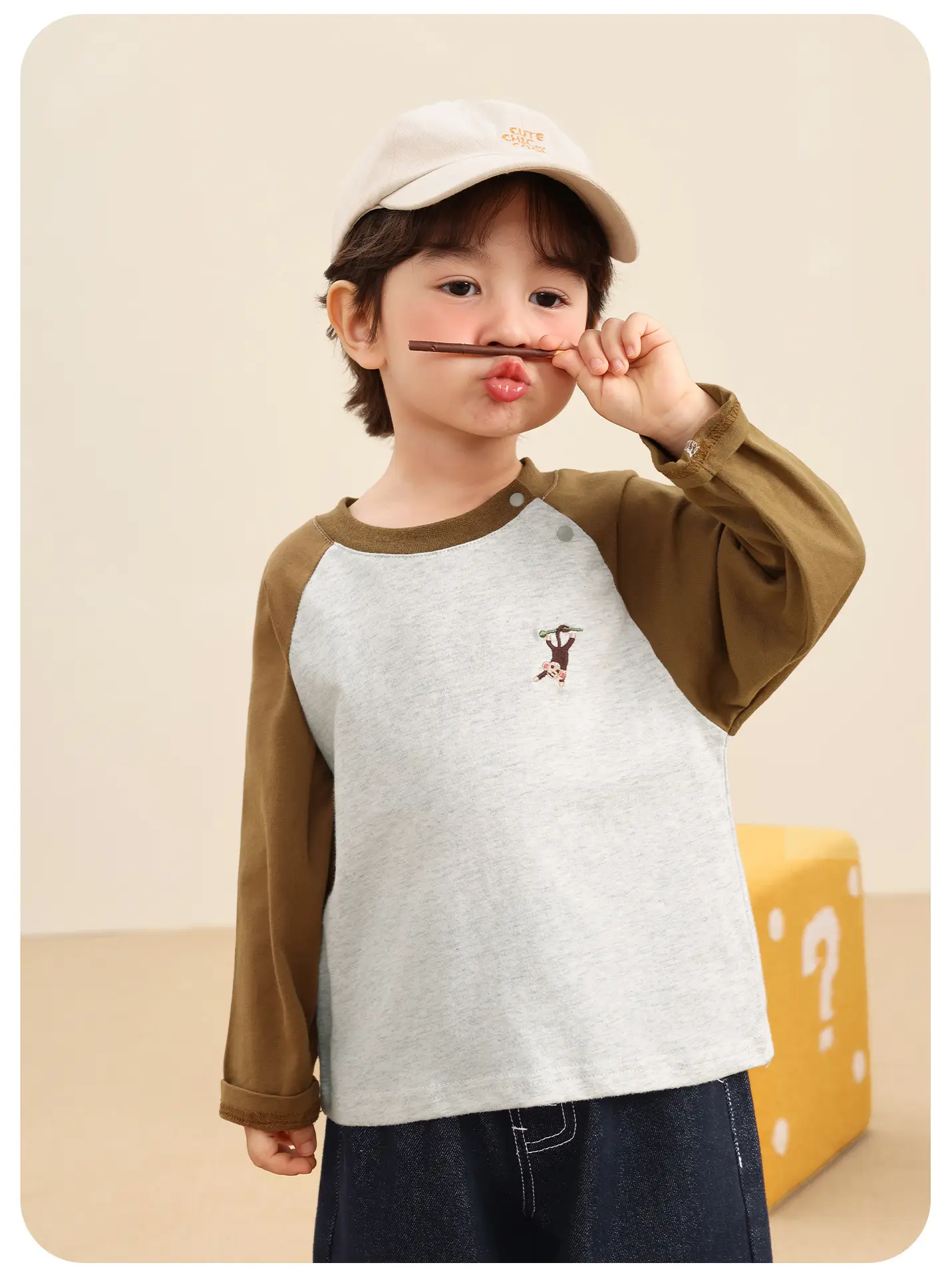 Kaka Panda Boys' Base Layer Shirt Grey Blue Long Sleeve T-Shirt — feature 10