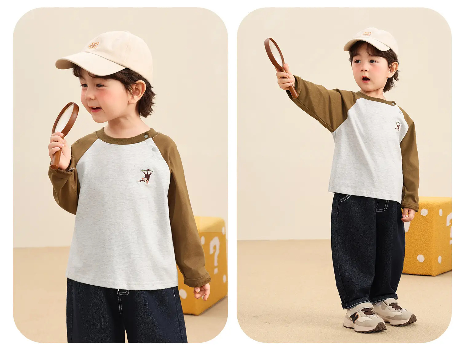 Kaka Panda Boys' Base Layer Shirt Grey Blue Long Sleeve T-Shirt — feature 11