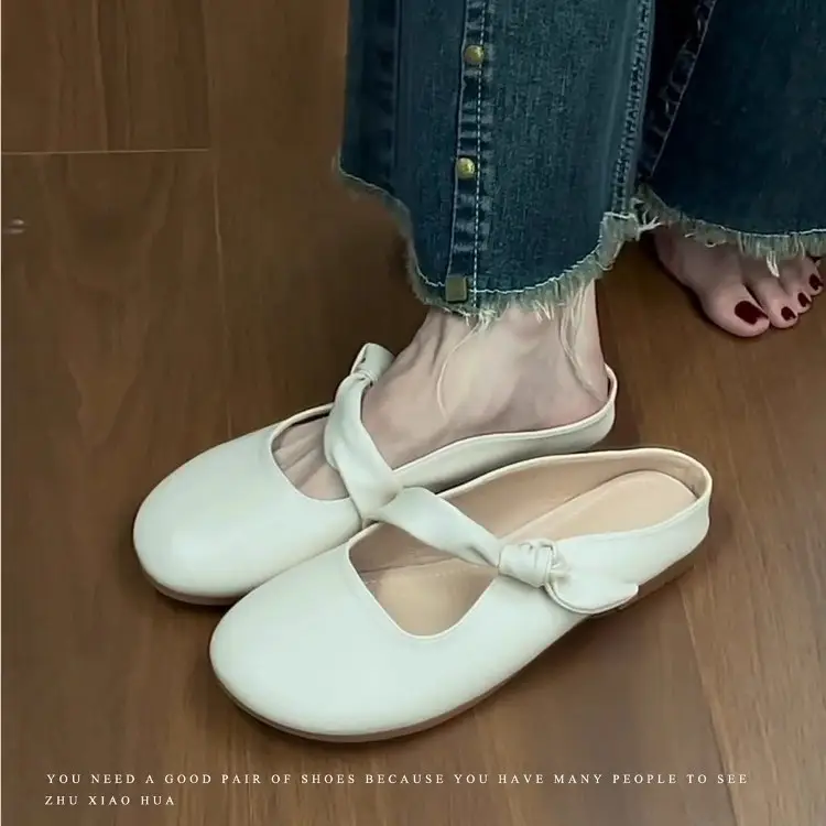 French-Style Gentle Closed-Toe Mules for Women, 2025 New Spring and Summer Flat Slip-On Sandals - Image 5