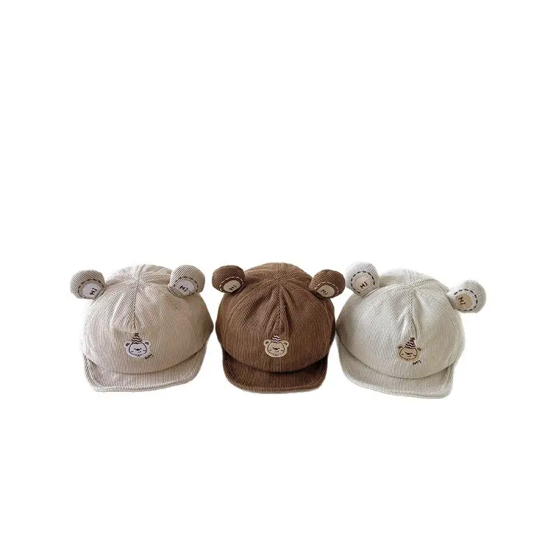 Cute Bear Hat for Kids Brown White Cotton - Image 9