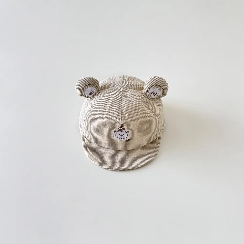 Cute Bear Hat for Kids Brown White Cotton — feature 6
