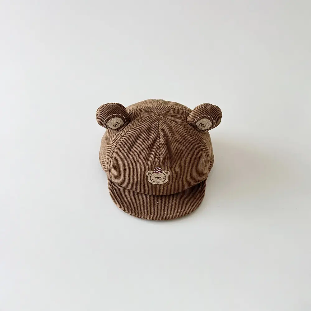 Cute Bear Hat for Kids Brown White Cotton — feature 7