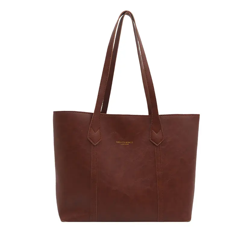 Women Retro Tote Bag Large Capacity Leather Shoulder Bag