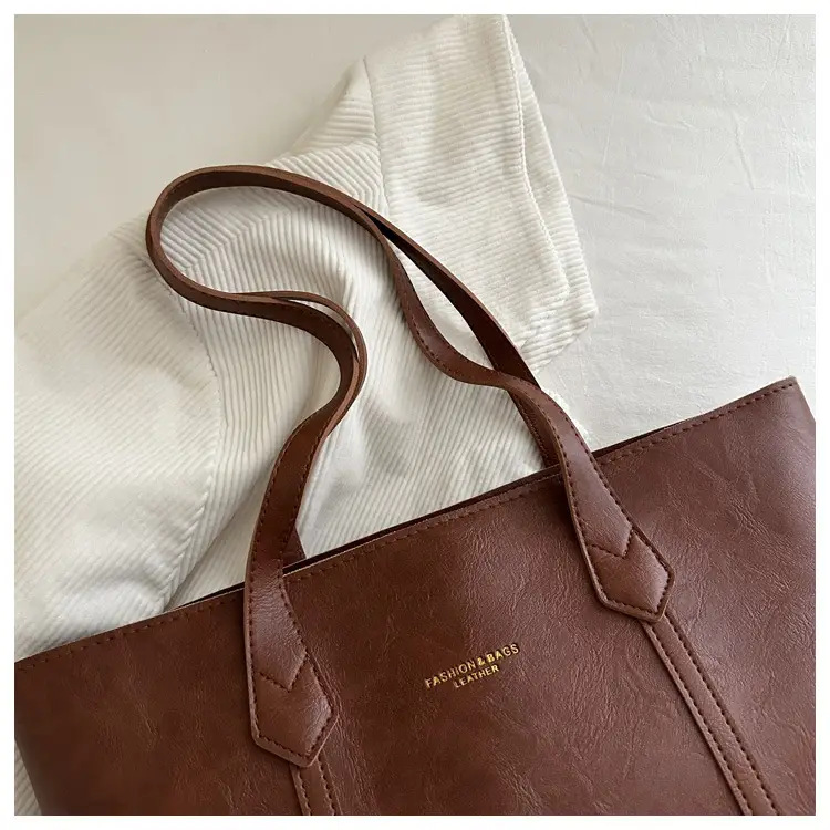 Women Retro Tote Bag Large Capacity Leather Shoulder Bag — feature 13