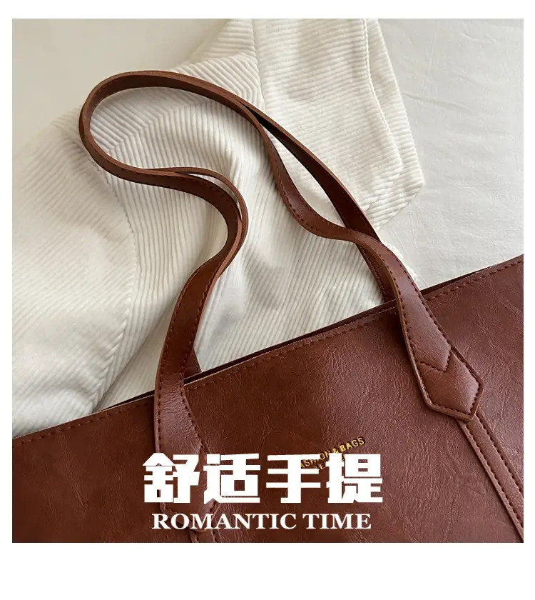 Women Retro Tote Bag Large Capacity Leather Shoulder Bag — feature 4