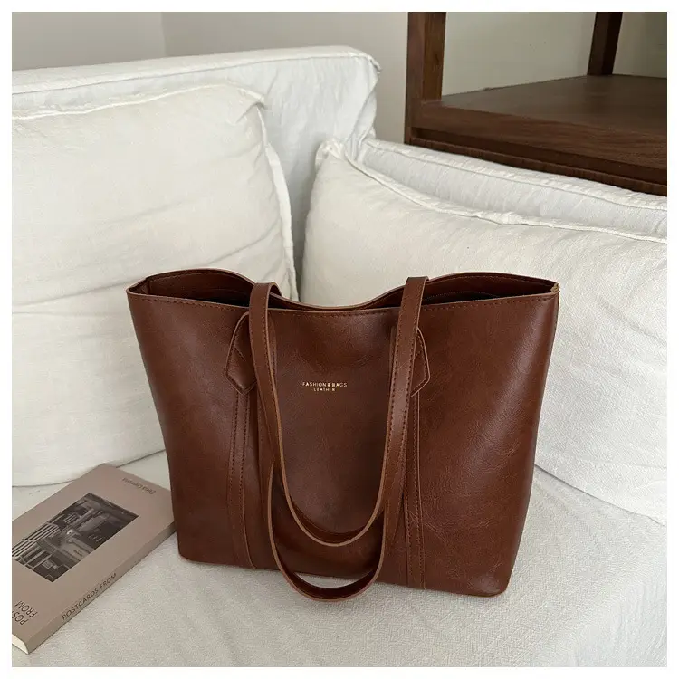 Women Retro Tote Bag Large Capacity Leather Shoulder Bag — feature 40