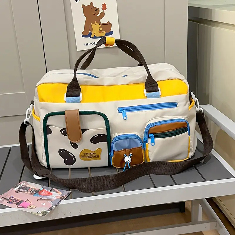 Japanese High-End Travel Bag with Crossbody Strap & Color-Blocking Design