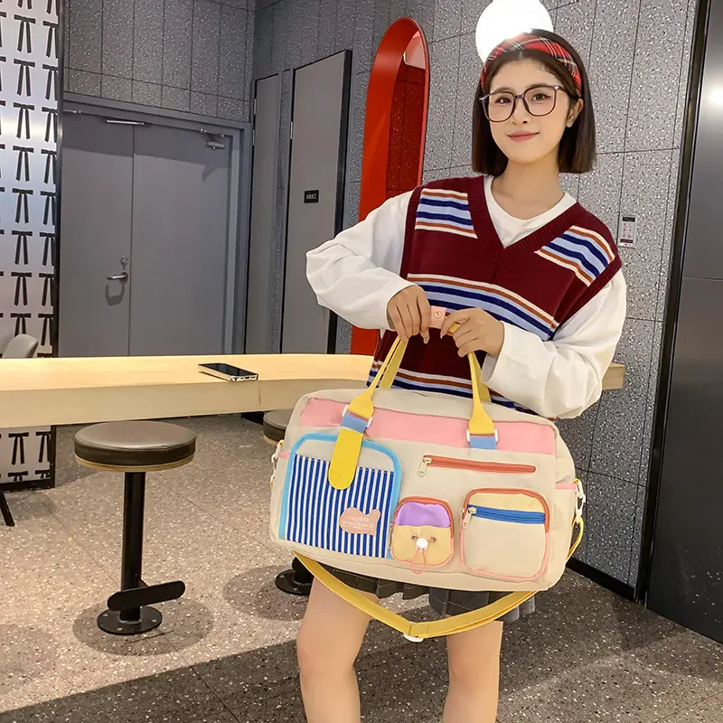 Japanese High-End Travel Bag with Crossbody Strap & Color-Blocking Design