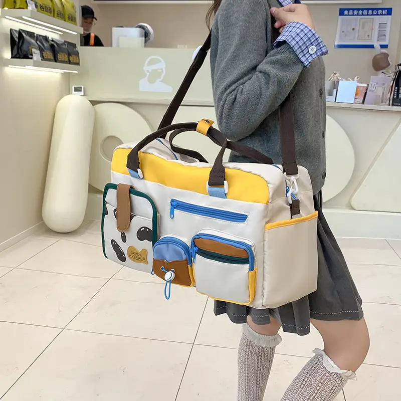 Japanese High-End Travel Bag with Crossbody Strap & Color-Blocking Design