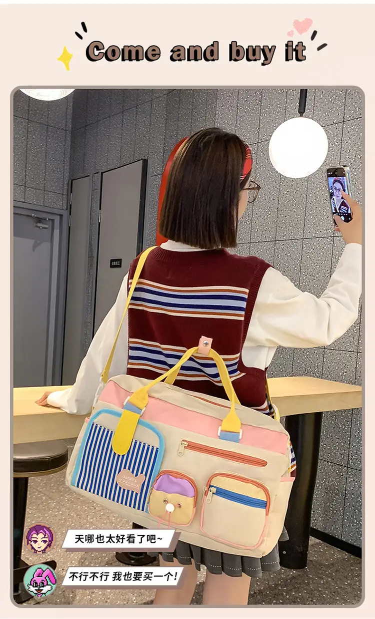 Japanese High-End Travel Bag with Crossbody Strap & Color-Blocking Design — feature 3