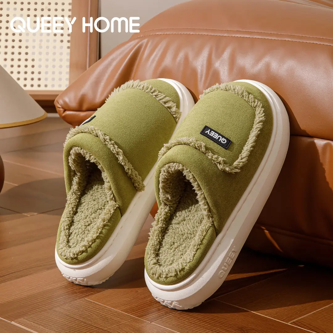 Women's Cotton Slippers for Autumn and Winter, Closed-Toe, Warm, Plush, Thickened, Soft Sole, Non-Slip, Comfortable for Stepping on Poop, Couple's Home Slippers for Men - Image 4