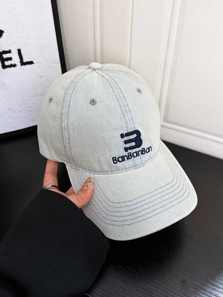 Women Korean Embroidered Denim Cap Light Grey — feature 8