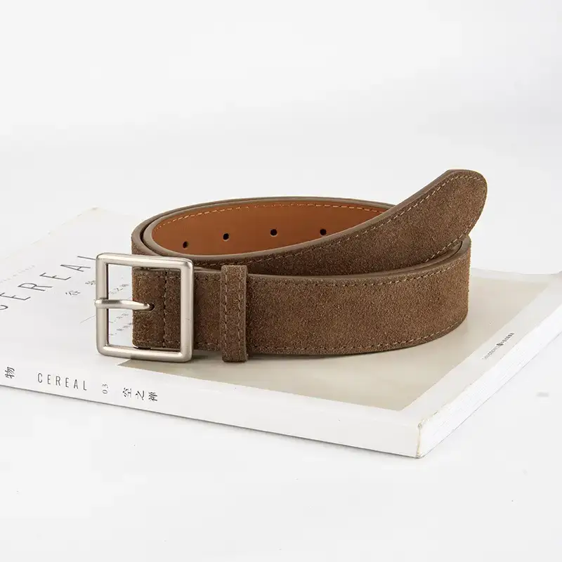 Women's Green Frosted Leather Belt with Silver Buckle - Image 20