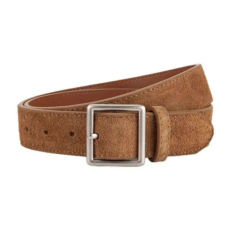 Women's Green Frosted Leather Belt with Silver Buckle - Image 22