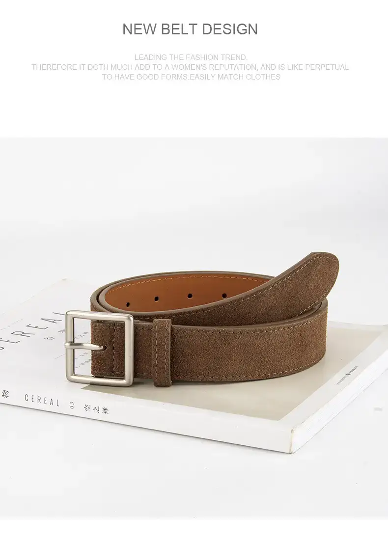 Women's Green Frosted Leather Belt with Silver Buckle — feature 11