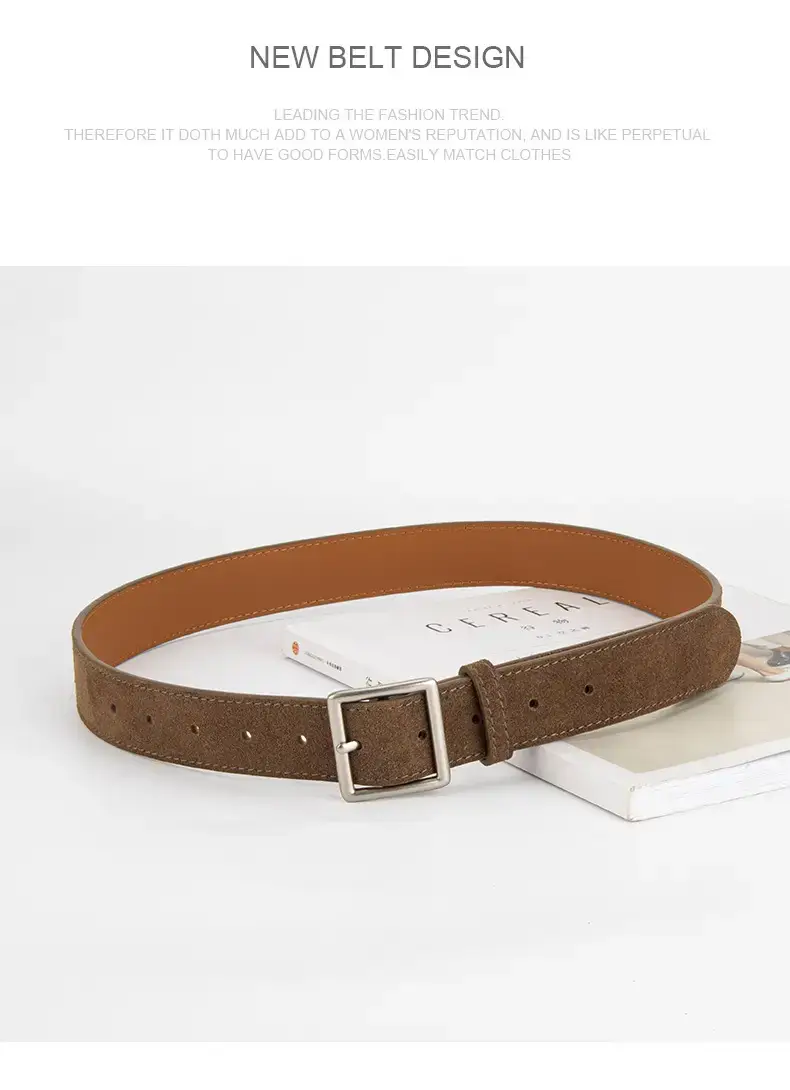 Women's Green Frosted Leather Belt with Silver Buckle — feature 12