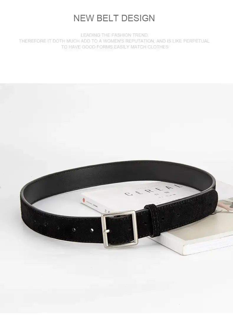 Women's Green Frosted Leather Belt with Silver Buckle — feature 13