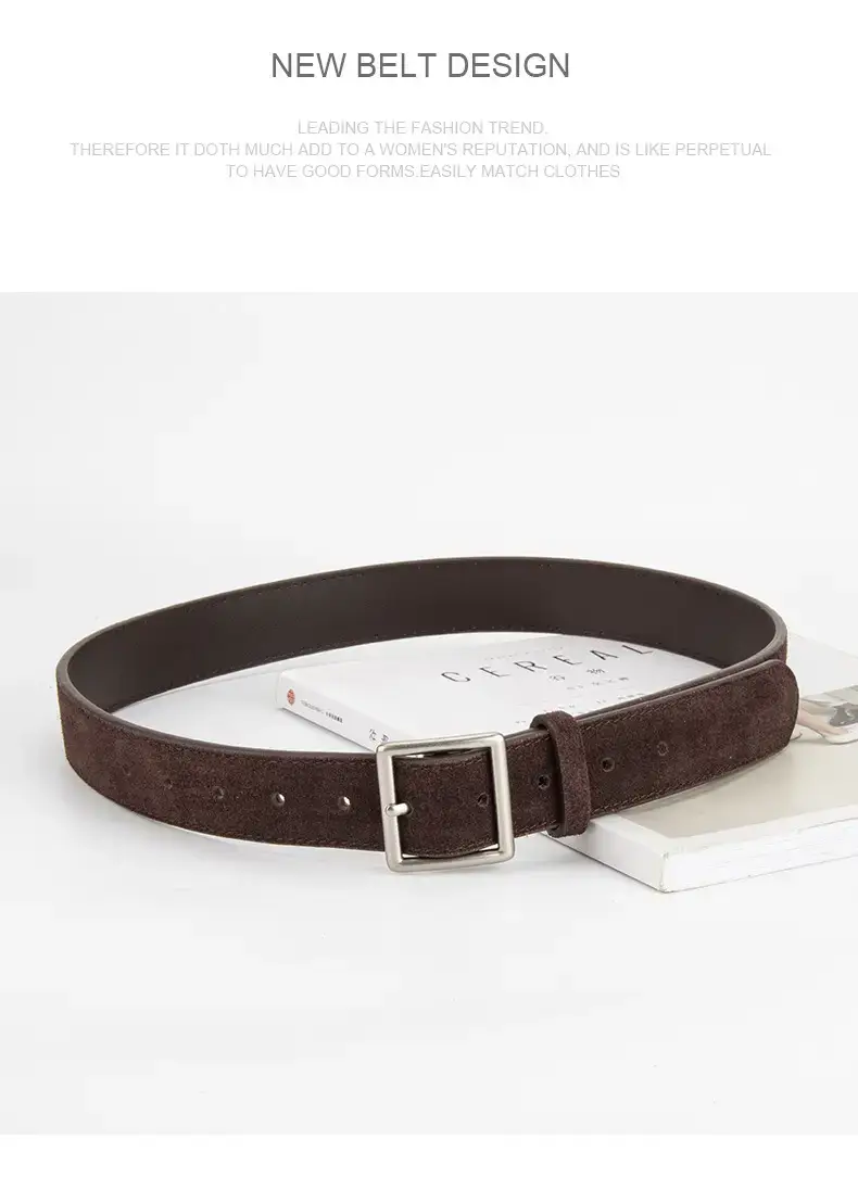 Women's Green Frosted Leather Belt with Silver Buckle — feature 14