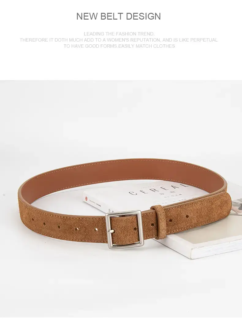 Women's Green Frosted Leather Belt with Silver Buckle — feature 15