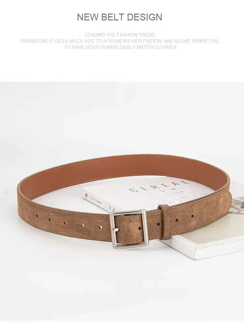 Women's Green Frosted Leather Belt with Silver Buckle — feature 16