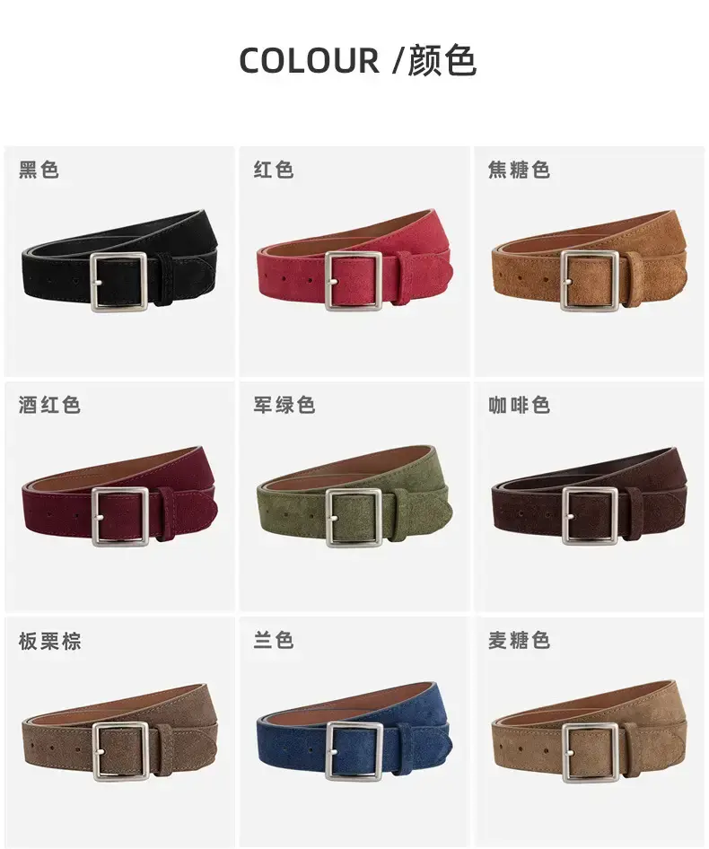 Women's Green Frosted Leather Belt with Silver Buckle — feature 8