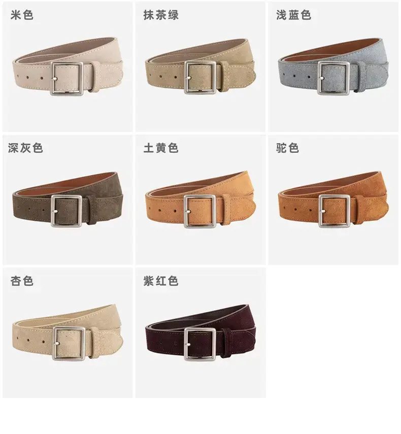 Women's Green Frosted Leather Belt with Silver Buckle — feature 9