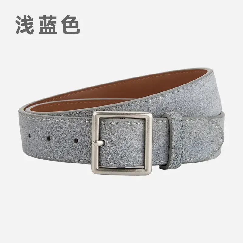 Women's Green Frosted Leather Belt with Silver Buckle - Image 12