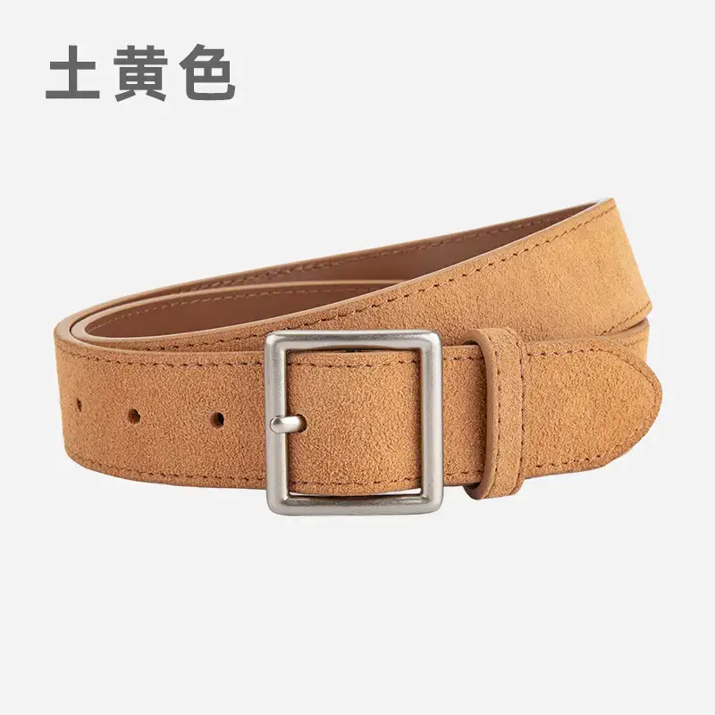Women's Green Frosted Leather Belt with Silver Buckle - Image 14