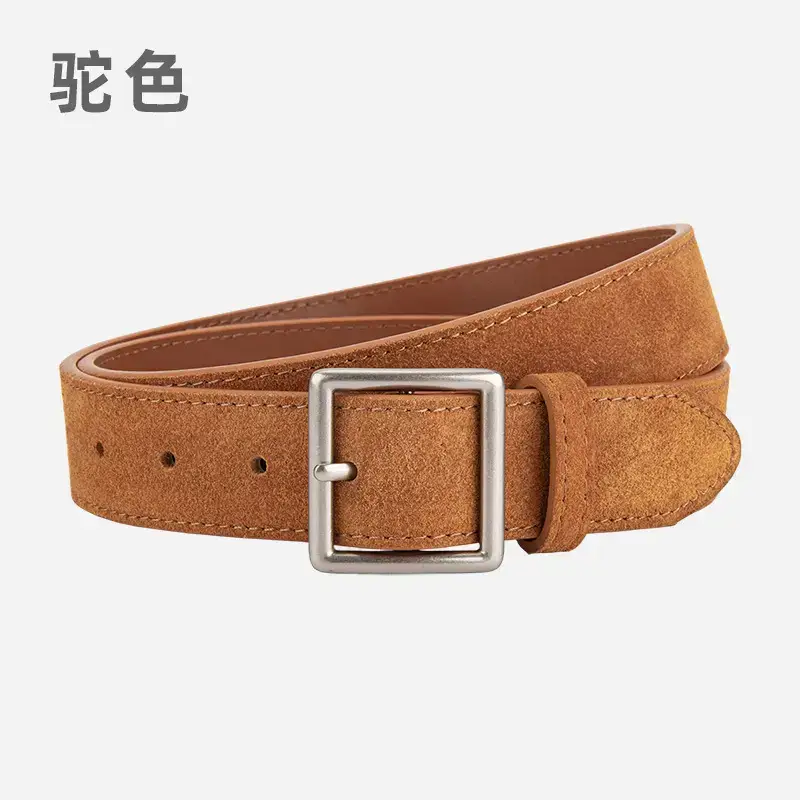Women's Green Frosted Leather Belt with Silver Buckle - Image 15