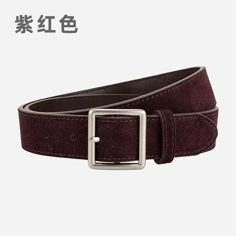 Women's Green Frosted Leather Belt with Silver Buckle - Image 17