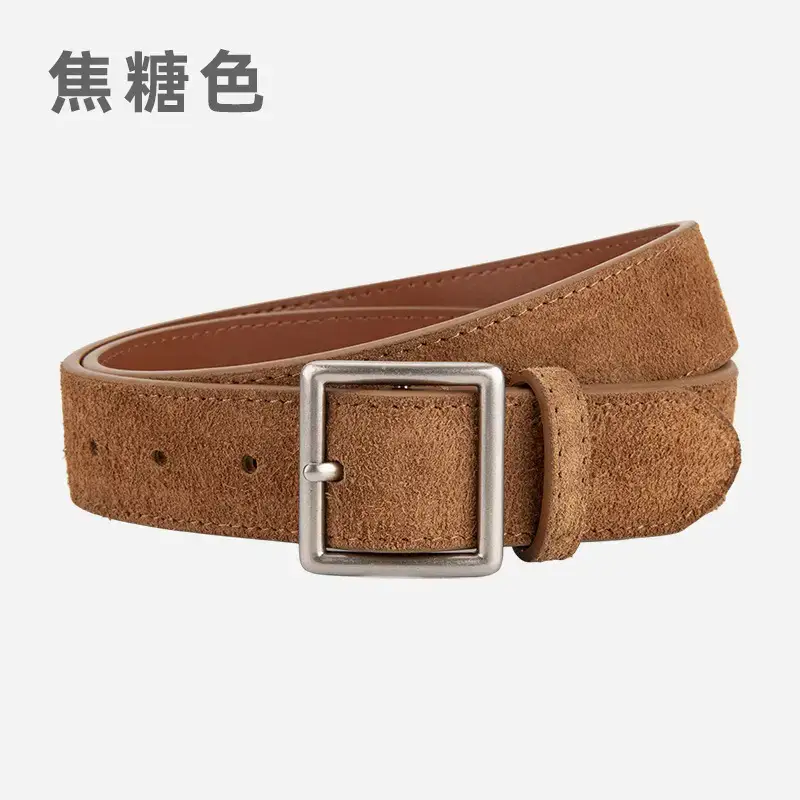 Women's Green Frosted Leather Belt with Silver Buckle - Image 3