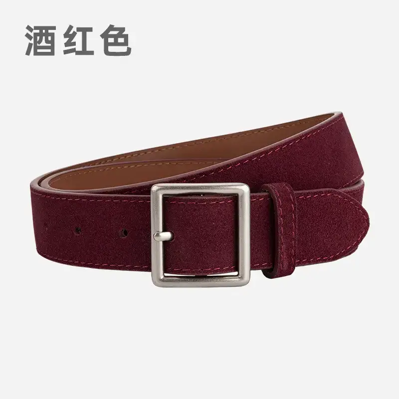 Women's Green Frosted Leather Belt with Silver Buckle - Image 4