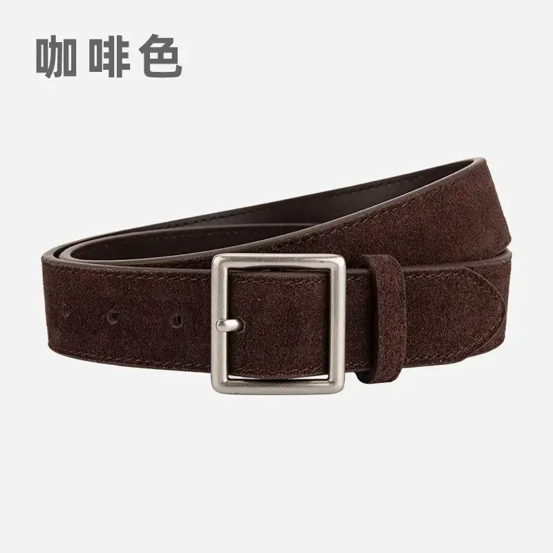 Women's Green Frosted Leather Belt with Silver Buckle - Image 6