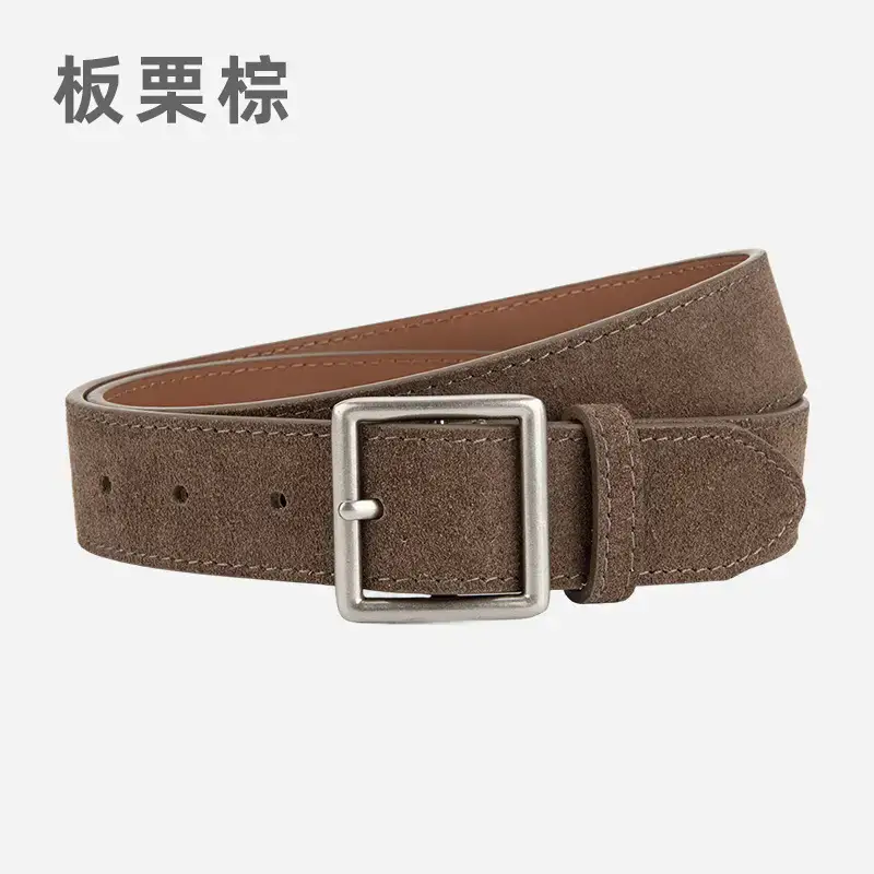 Women's Green Frosted Leather Belt with Silver Buckle - Image 7