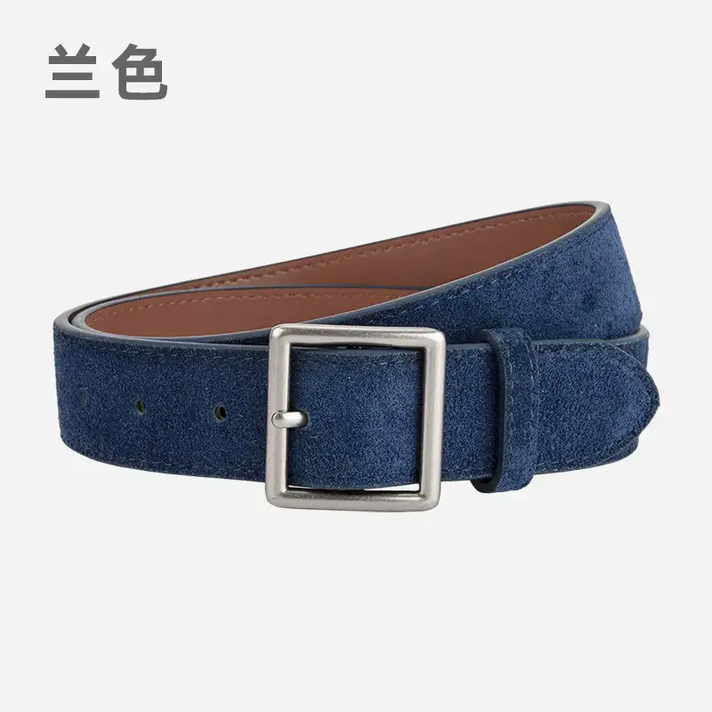 Women's Green Frosted Leather Belt with Silver Buckle - Image 8