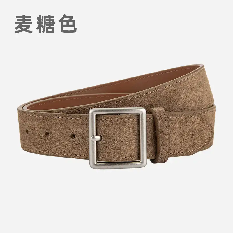 Women's Green Frosted Leather Belt with Silver Buckle - Image 9