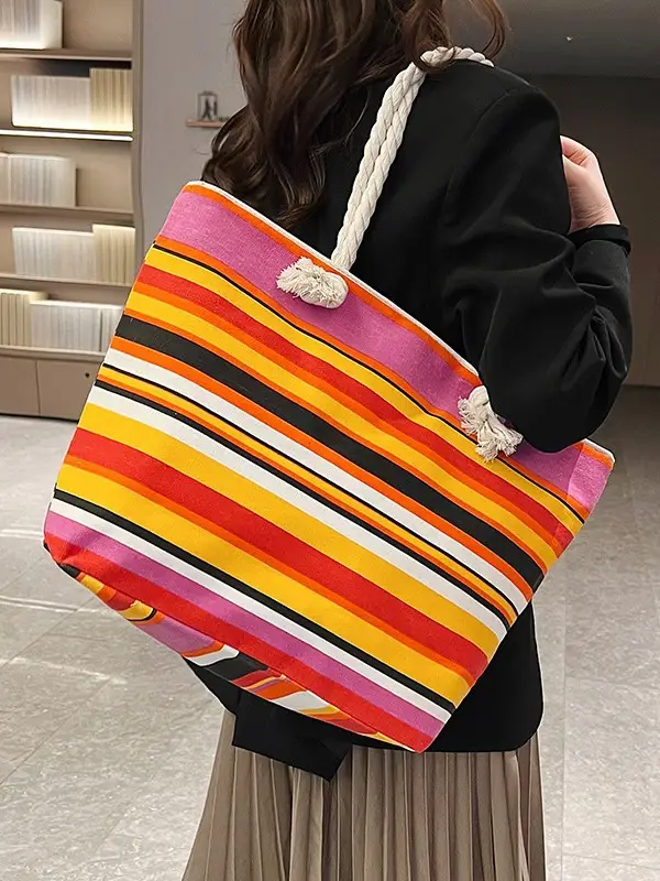 Large Canvas Ethnic Shoulder Tote Bag Women New Style - Image 8