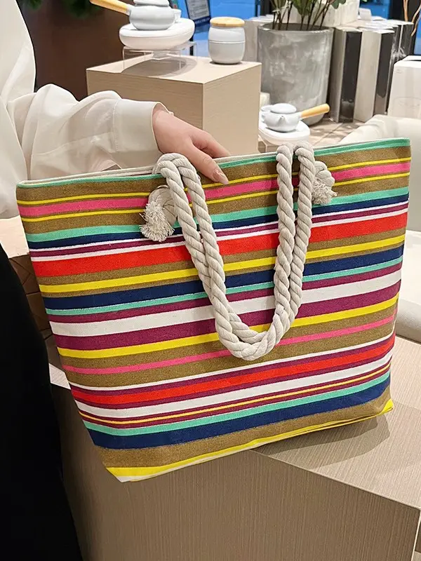 Large Canvas Ethnic Shoulder Tote Bag Women New Style - Image 9