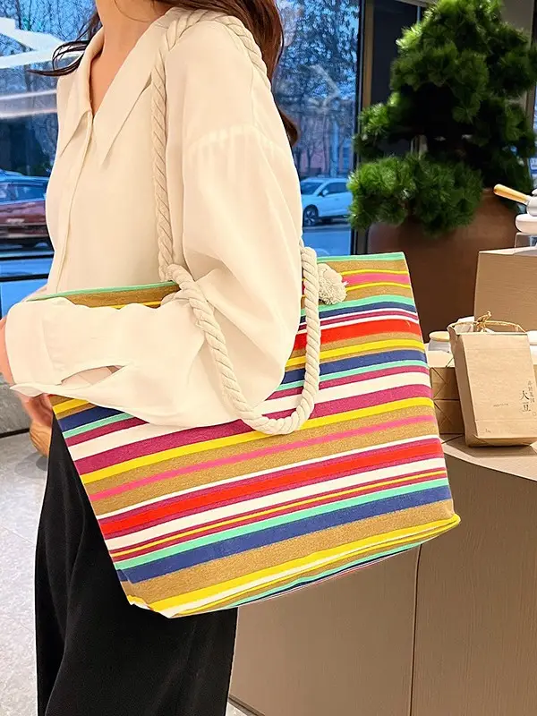 Large Canvas Ethnic Shoulder Tote Bag Women New Style - Image 10