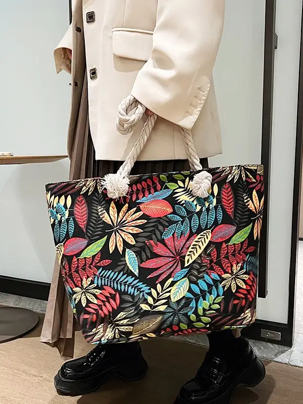 Large Canvas Ethnic Shoulder Tote Bag Women New Style - Image 11