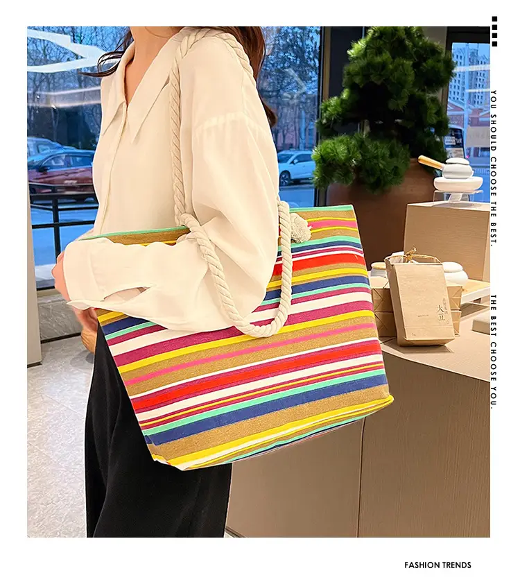 Large Canvas Ethnic Shoulder Tote Bag Women New Style — feature 1