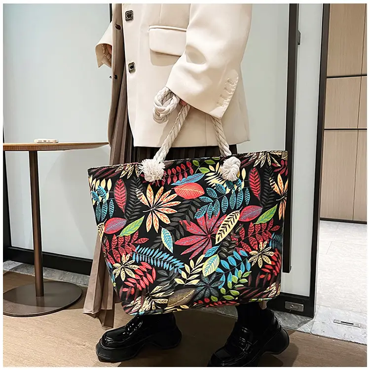 Large Canvas Ethnic Shoulder Tote Bag Women New Style — feature 17